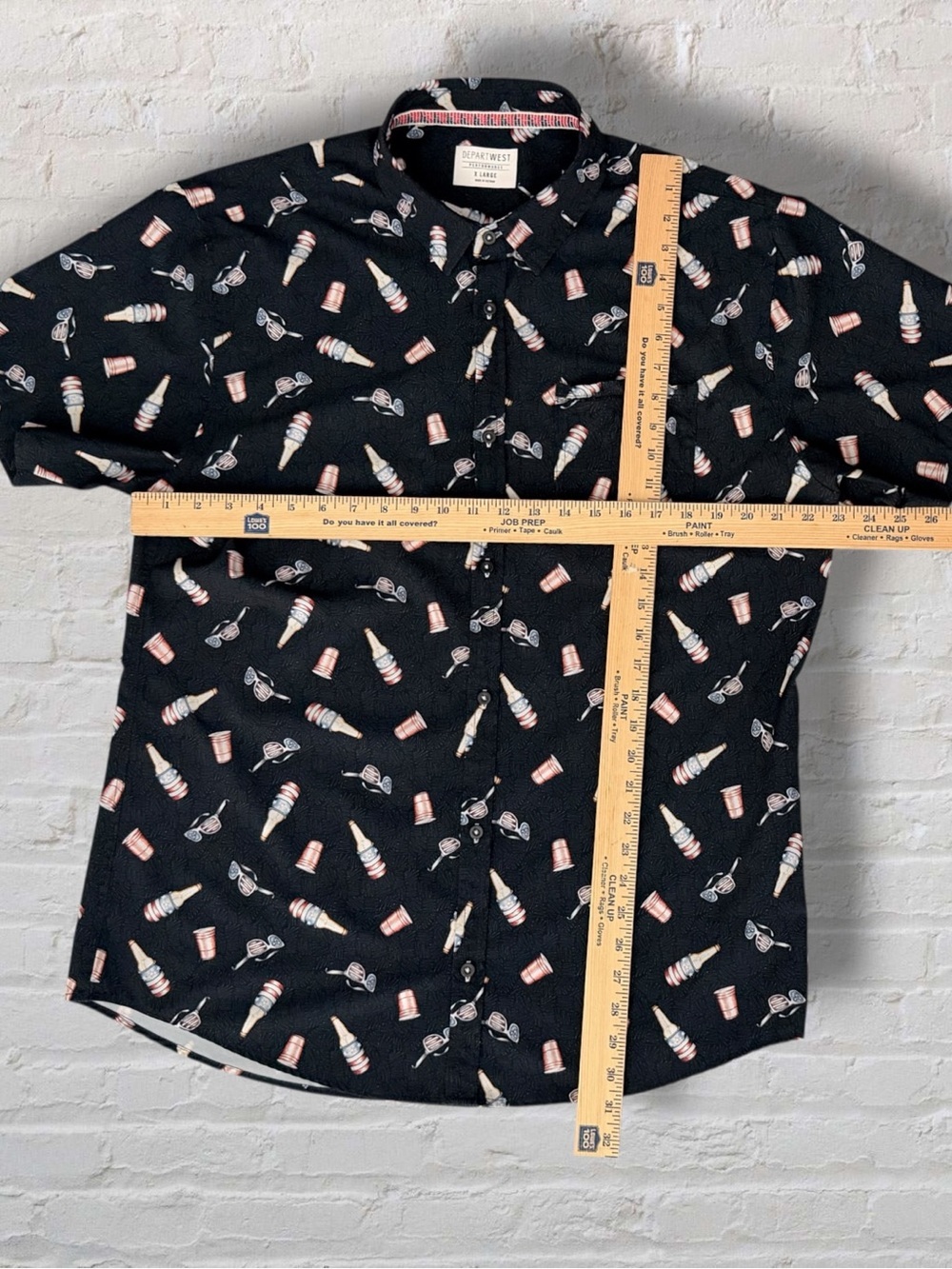 Departwest Performance Men’s XL Black Patriotic Beer Pong Button Shirt DW119CA - Picture 7 of 7